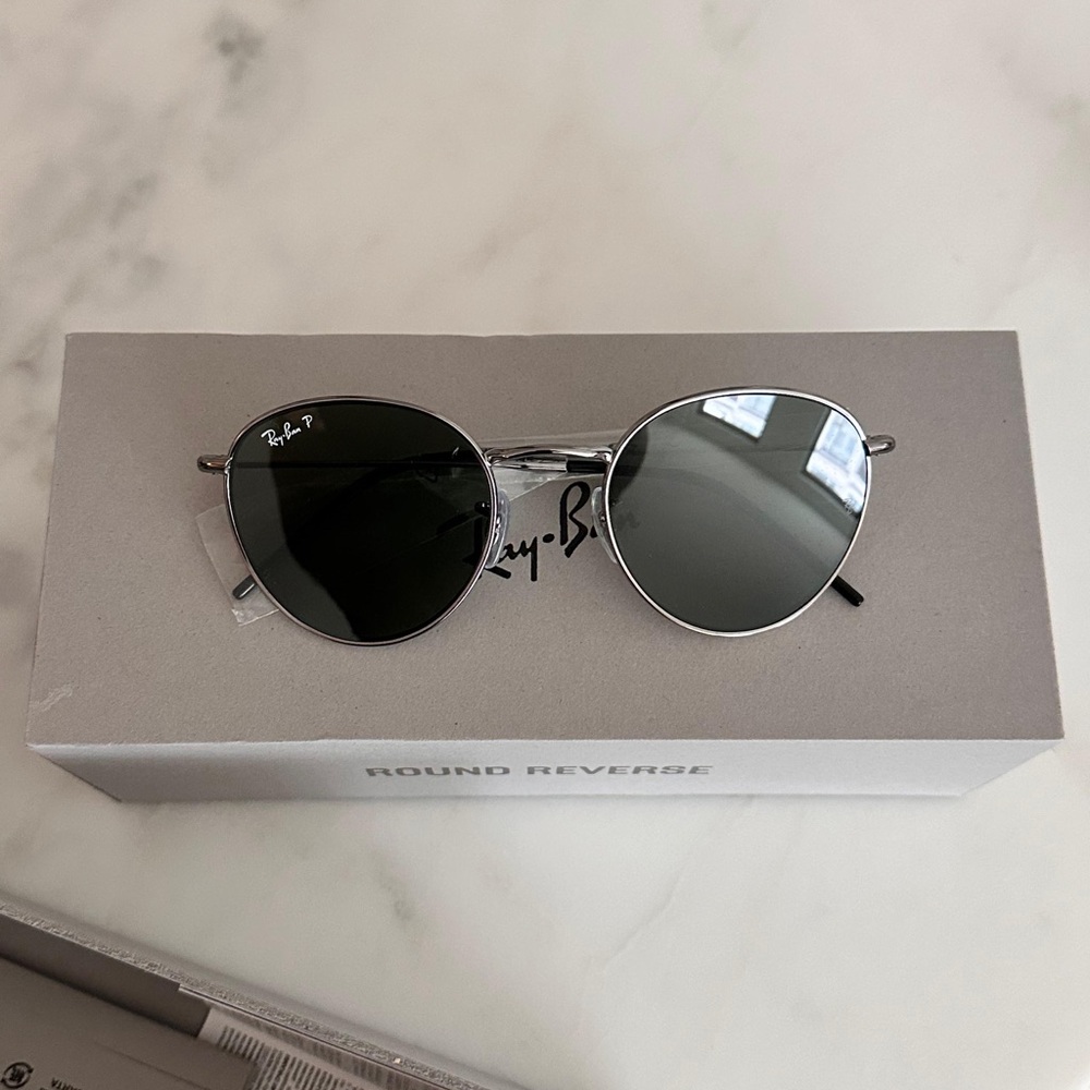 Ray-Ban Silver Frame Sunglasses with Black Lenses